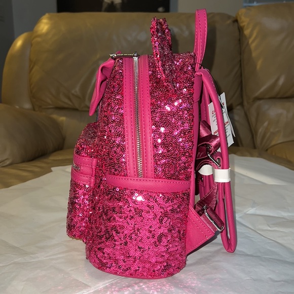 Minnie Mouse Sequin Loungefly Mini Backpack – Magenta - Picture 6 of 14